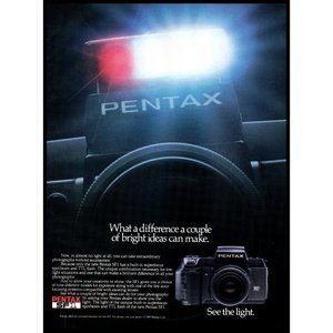 1987 Pentax SF1 SLR Camera Vintage Print Ad Retro Film Photography Wall Art